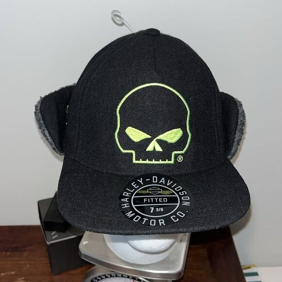 New Harley-Davidson Willie G Ear Flap Punisher Sherpa Fitted Winter Baseball Cap - Picture 1 of 10